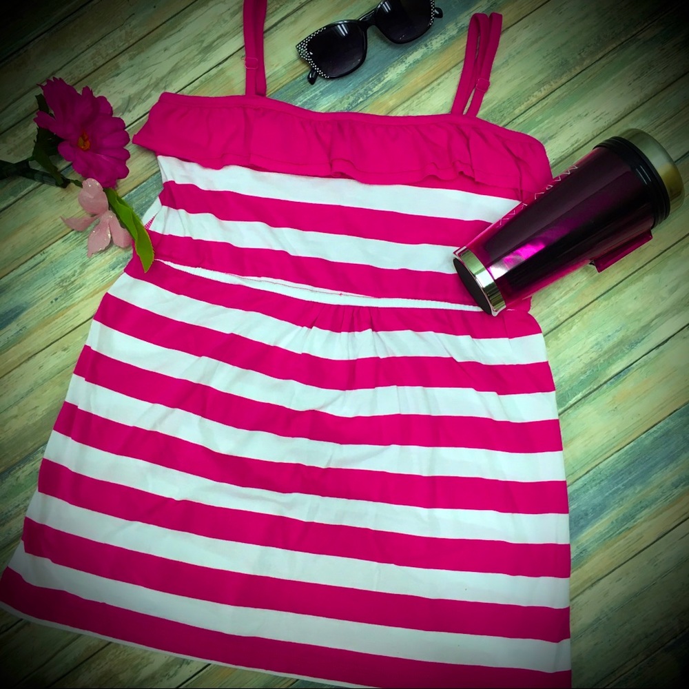 Summery Striped Ruffle Top - Pink & White